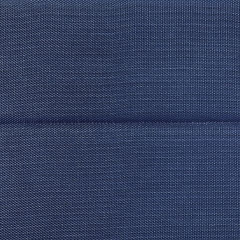 Blue woven sling fabric with textured pattern and stitched seam edge