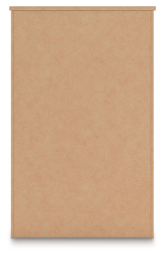 Five-drawer chest back panel in light tan