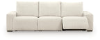 White power reclining sectional sofa with three back sections and padded armrests