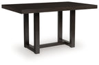 Neymorton rectangular dining counter table with apron, dark grayish brown surface