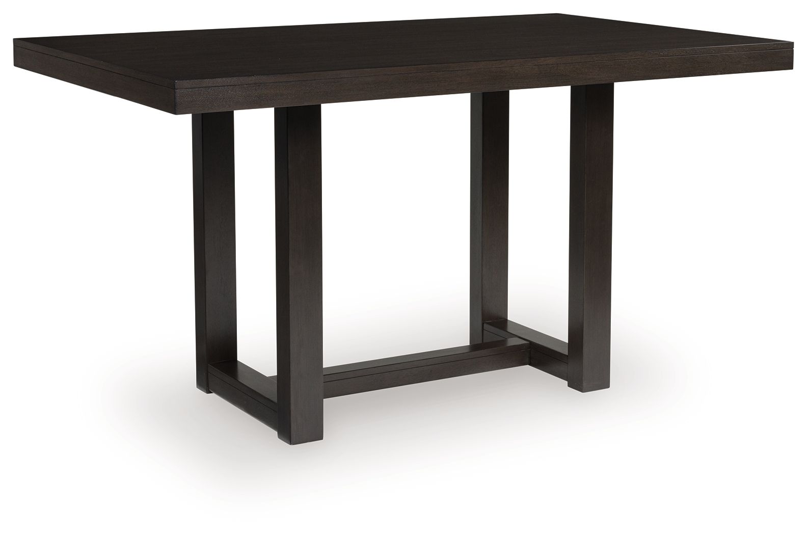 Neymorton rectangular dining counter table with apron, dark grayish brown surface