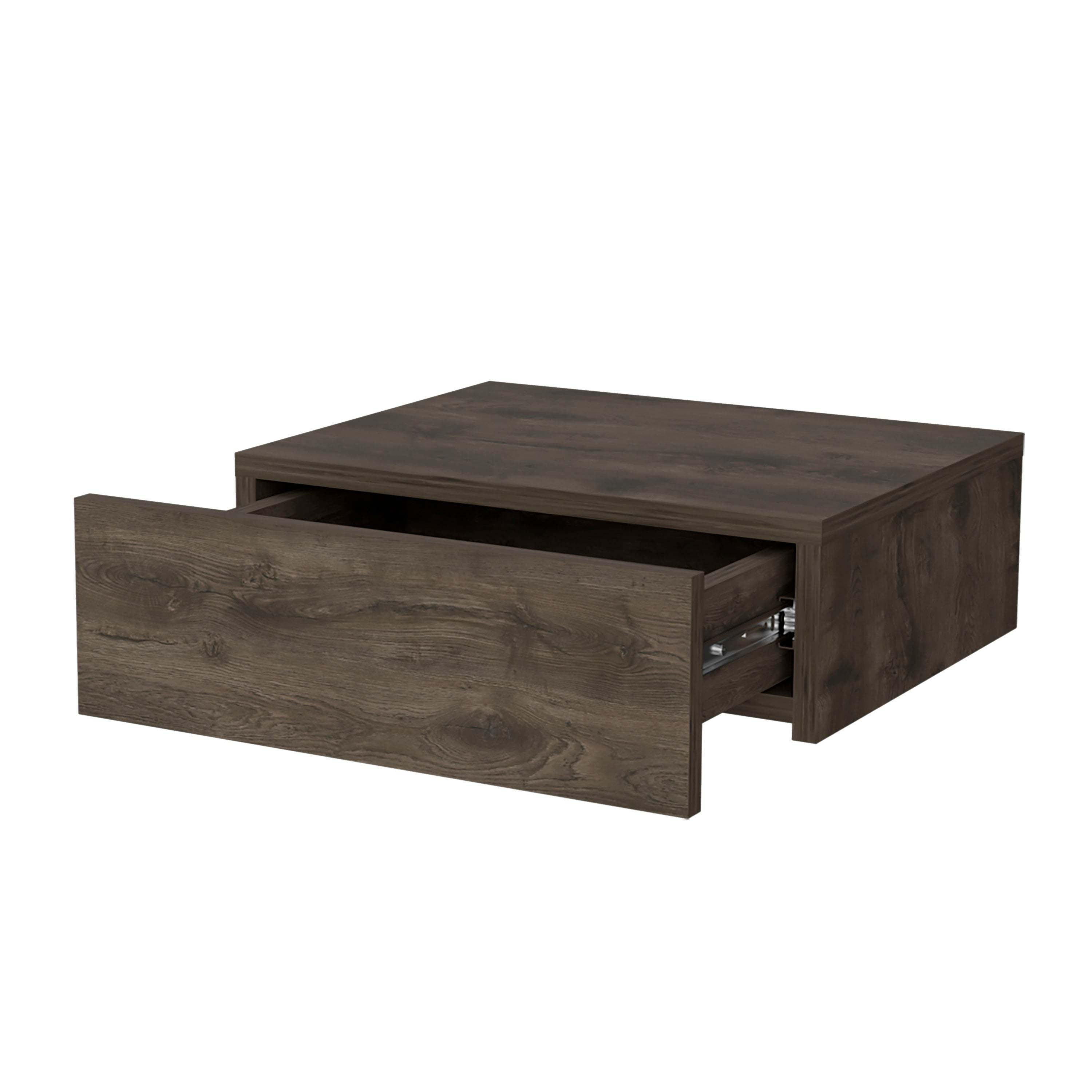 Dark Brown Floating Nightstand - Wall Mounted