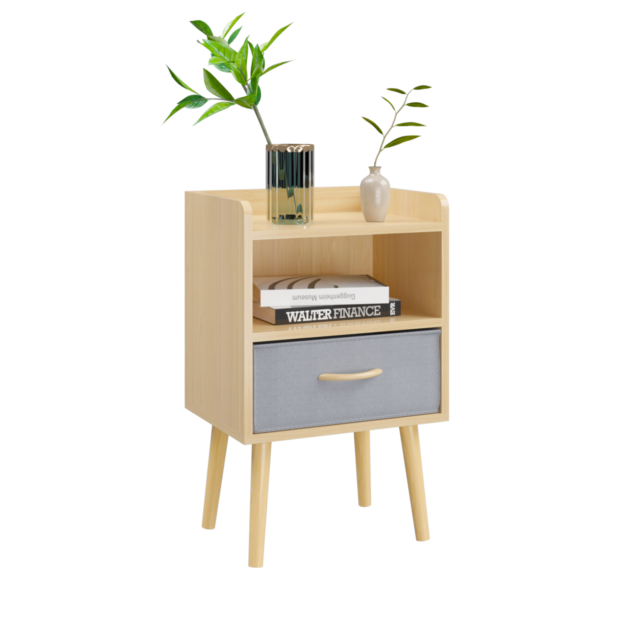 2PC Nightstand w/ Drawer, End Table - Oak-American Furniture Outlet