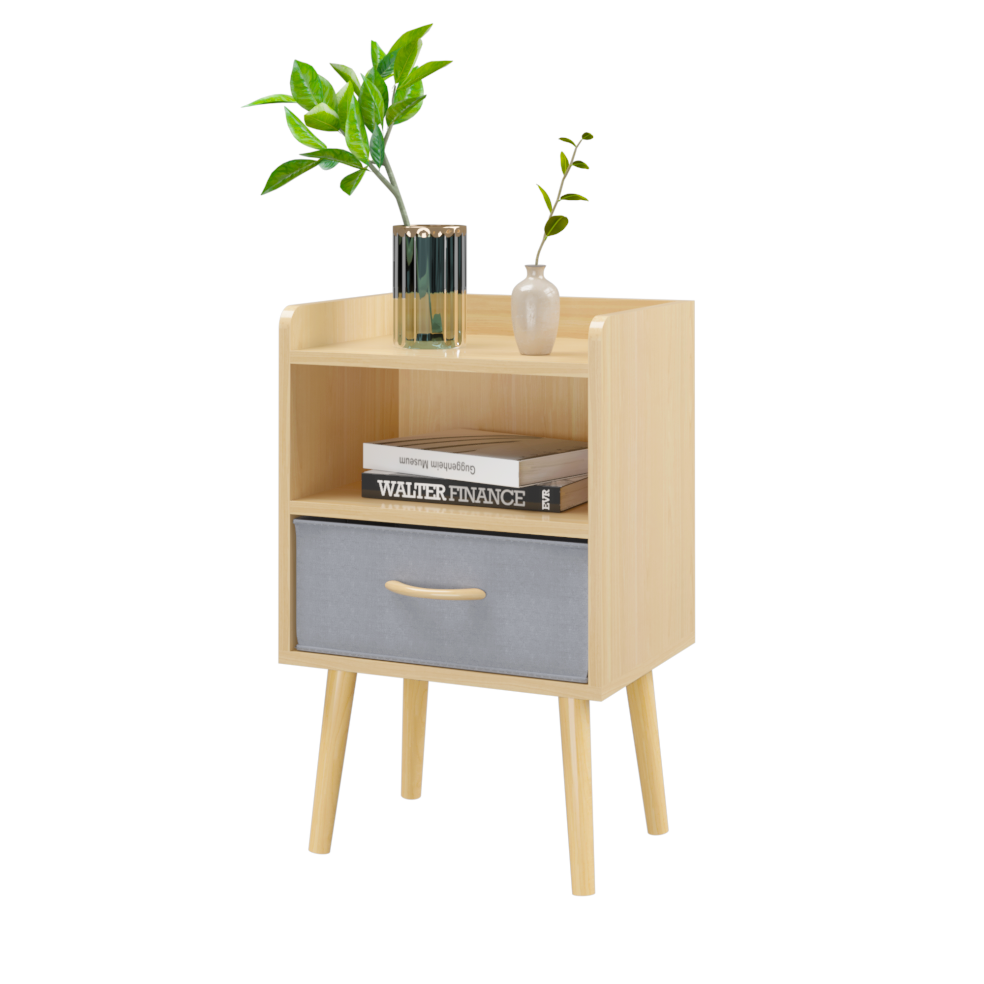 2PC Nightstand w/ Drawer, End Table - Oak-American Furniture Outlet
