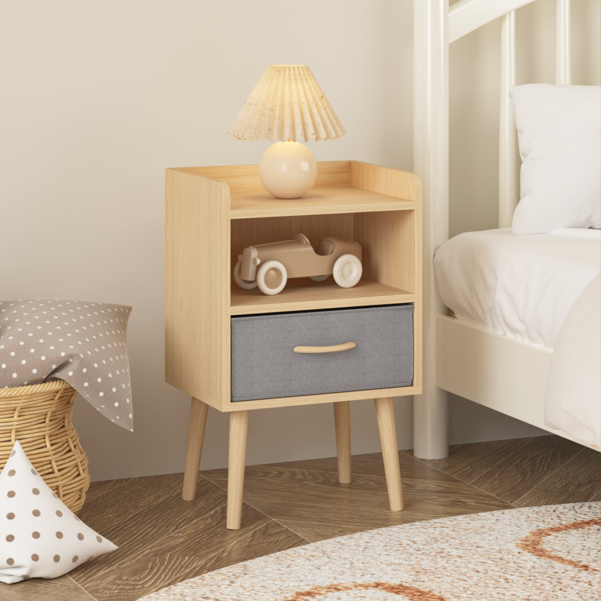 2PC Nightstand w/ Drawer, End Table - Oak-American Furniture Outlet