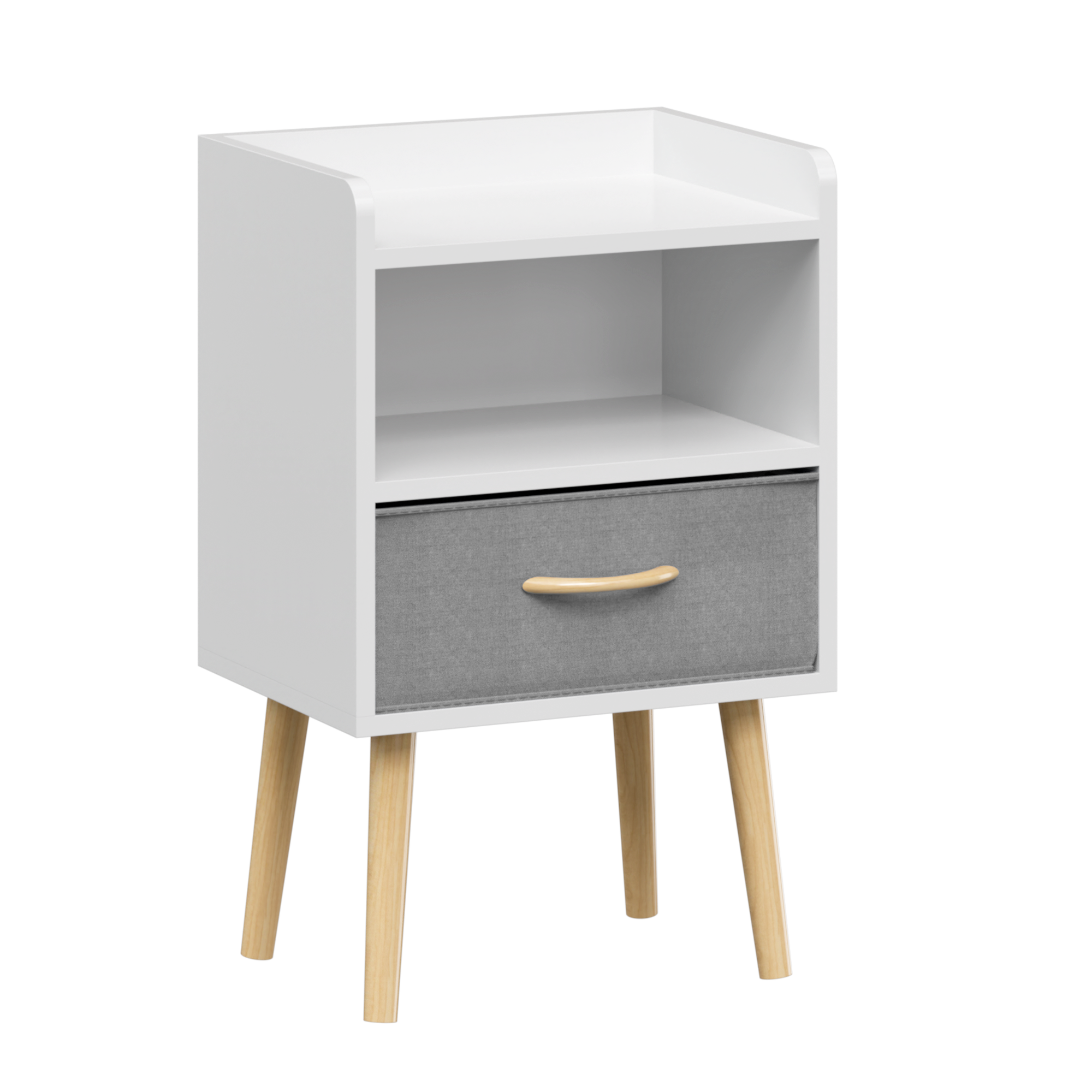 2PC Nightstand w/ Drawer, End Table Set - White-American Furniture Outlet