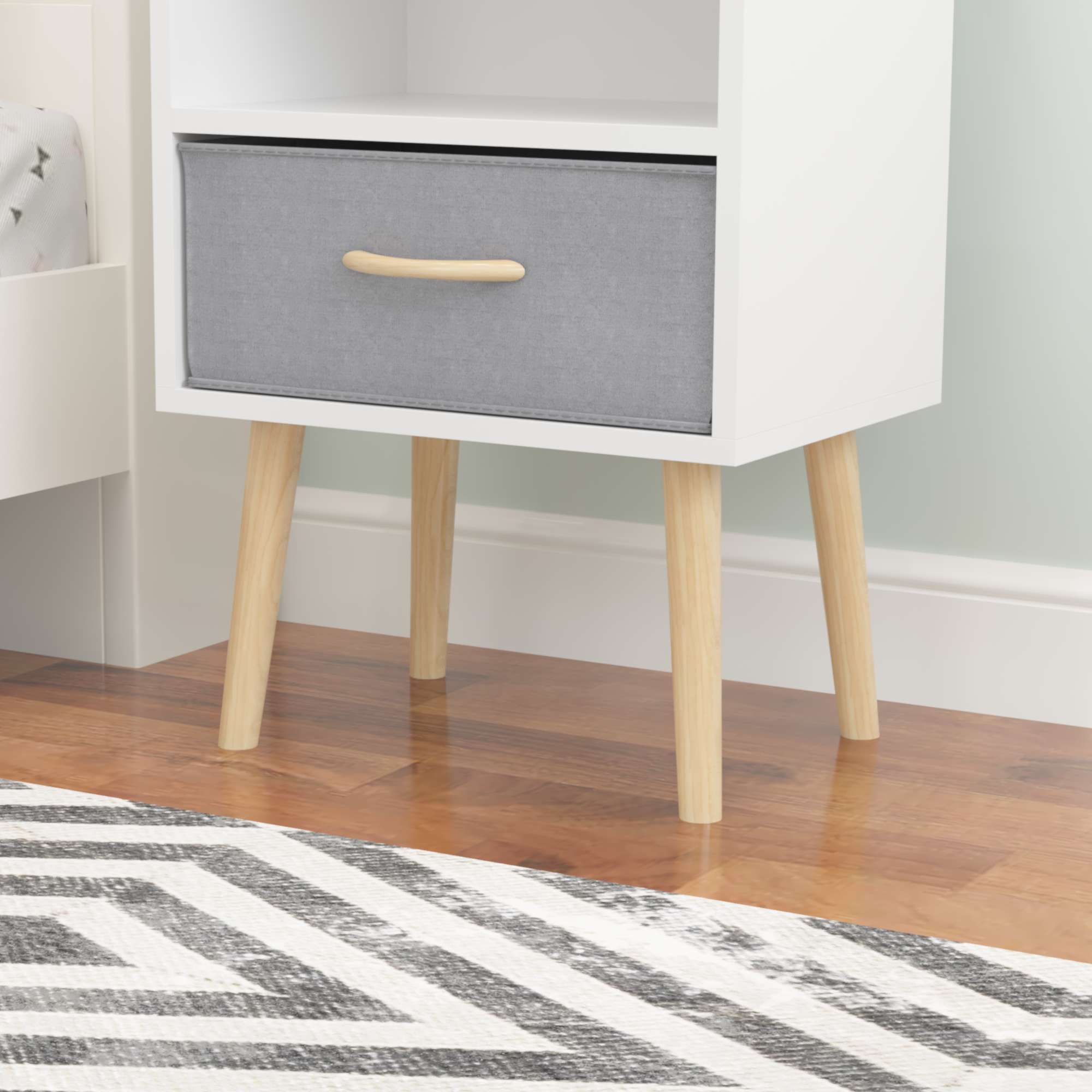 2PC Nightstand w/ Drawer, End Table Set - White-American Furniture Outlet