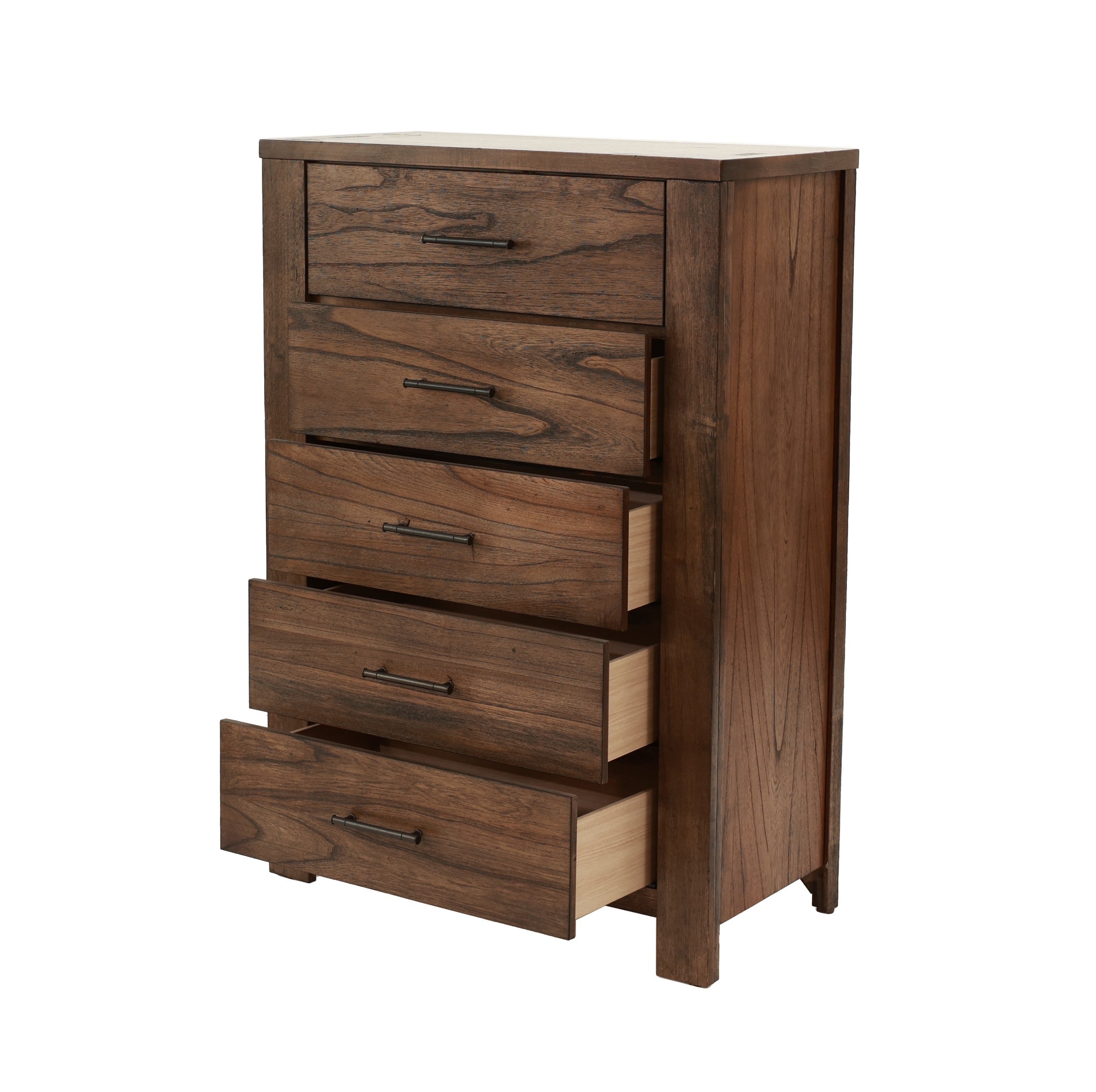 Oak Finish Chest of Drawers | 5 Drawers