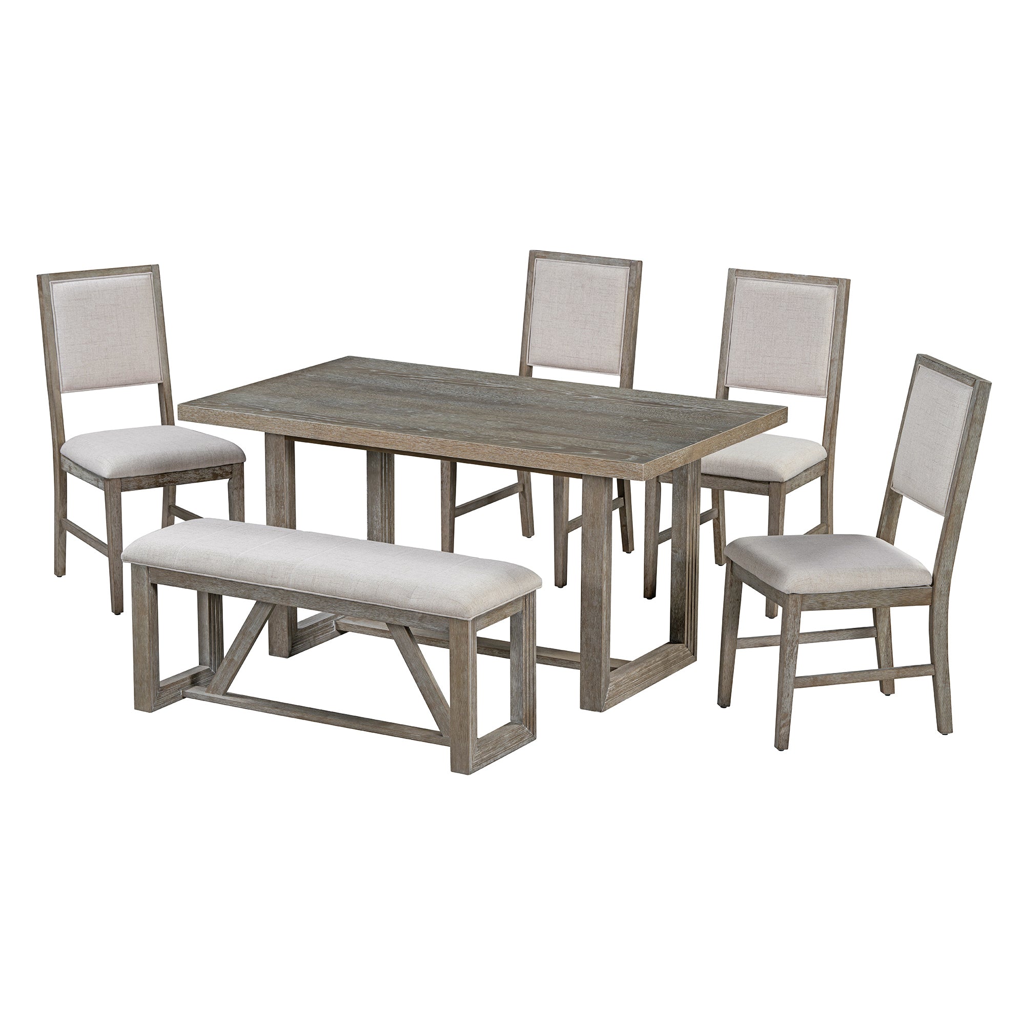 6-Pc Retro Dining Set Gray