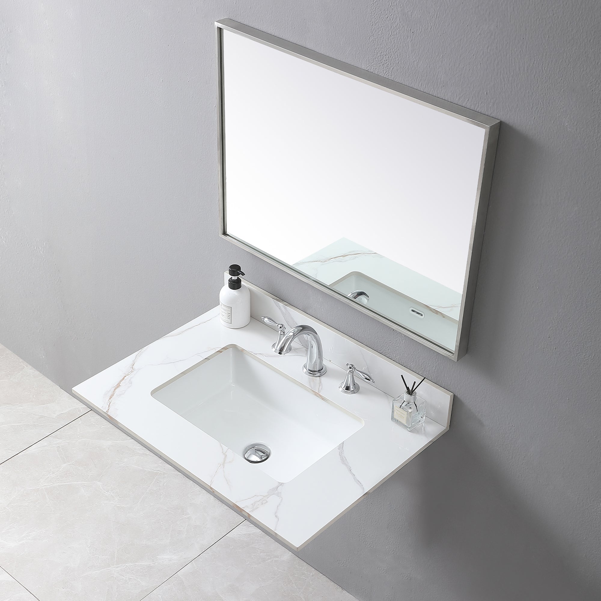 Montary 31" Carrara Gold Vanity Top w/Sink & Backsplash 3-Hole