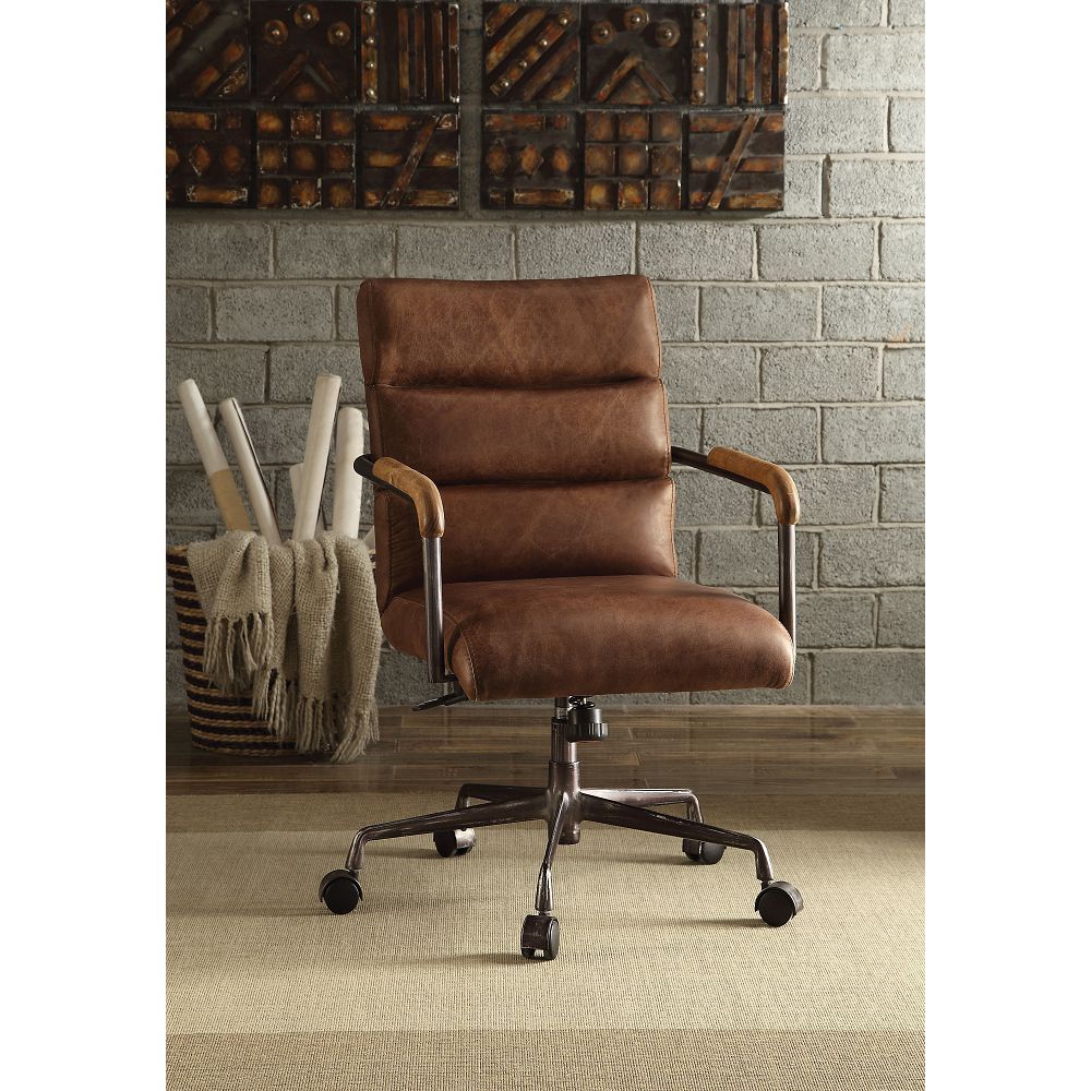 Harith Leather Office Chair - Retro Brown