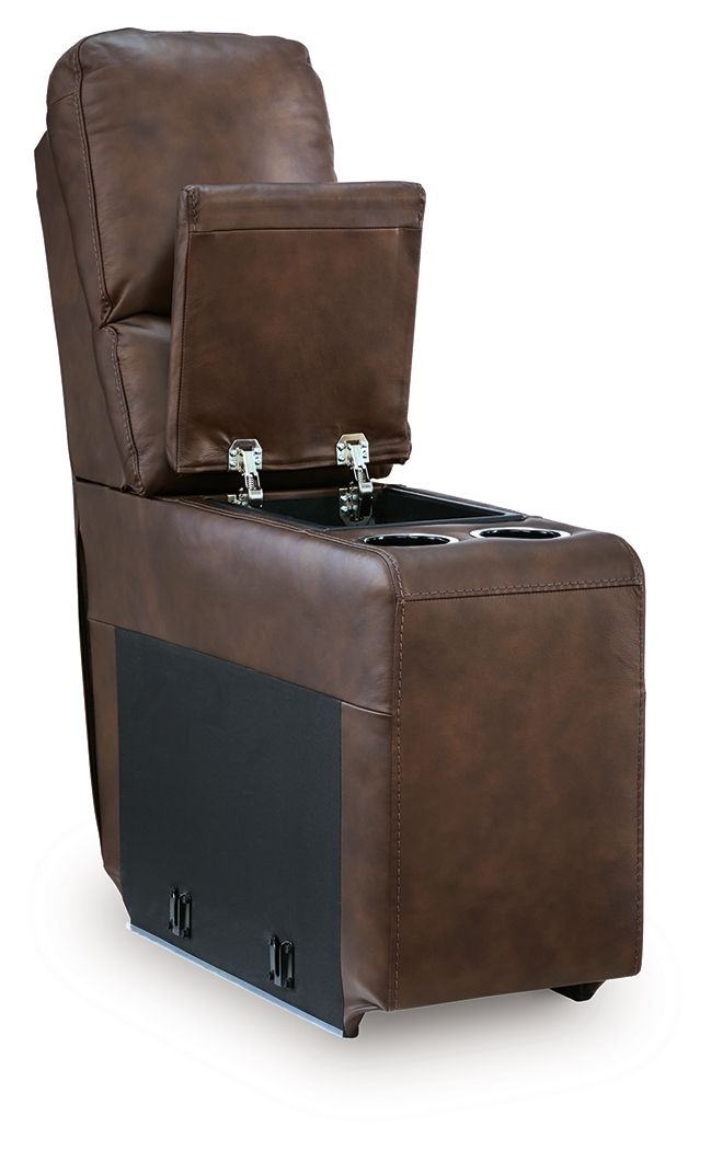 Console with storage chair front view in dark espresso brown with two latches