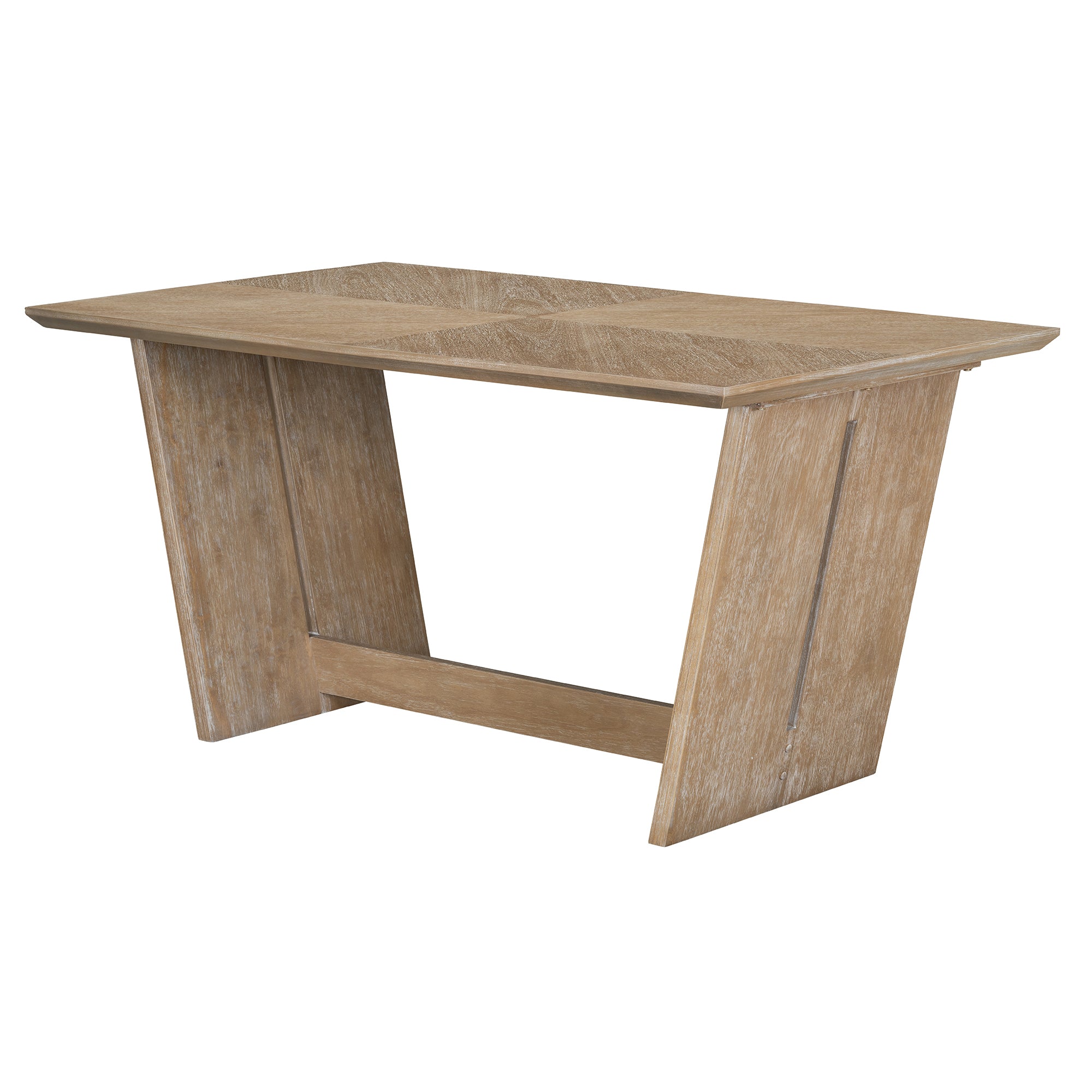 6-Pc Retro Dining Set w/ Bench - Natural Wood