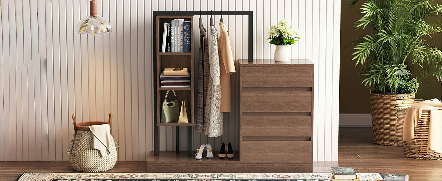 Espresso Wardrobe with Drawers & Shelves
