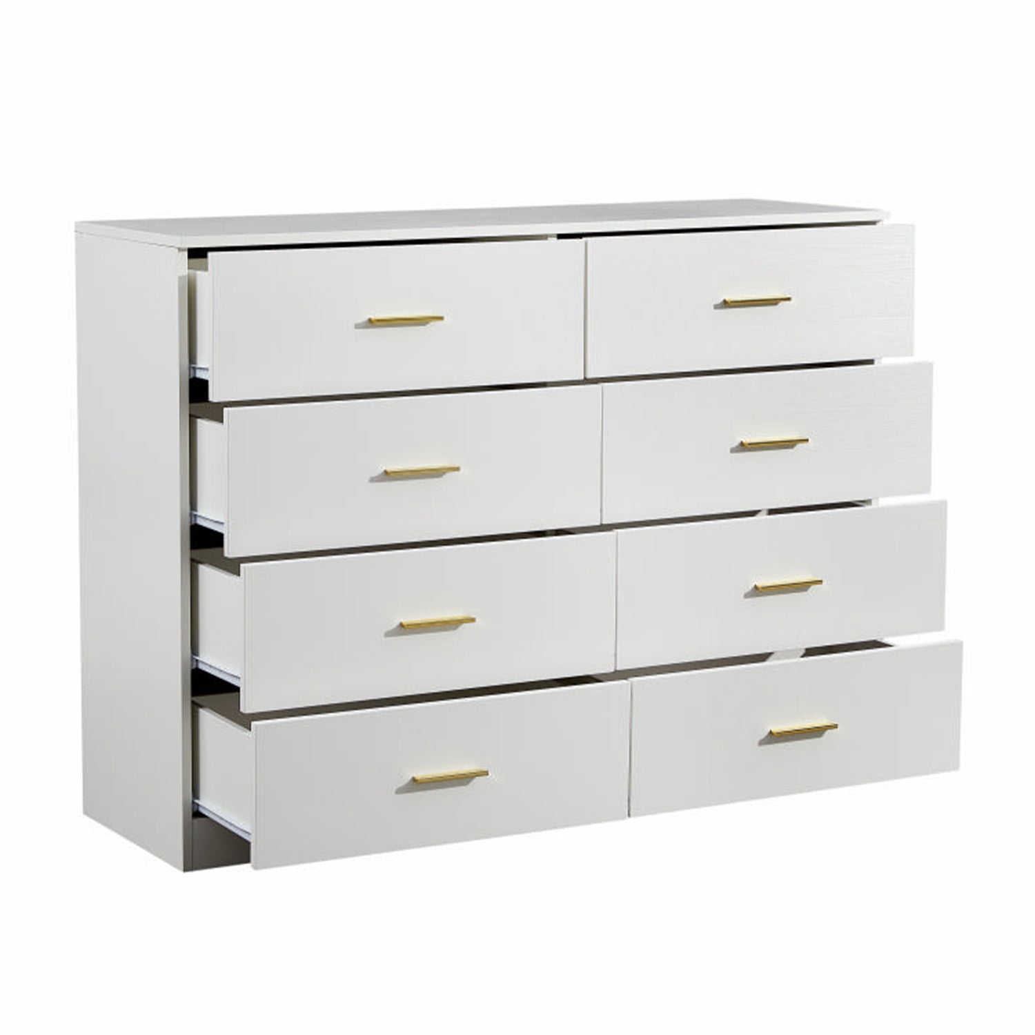 Modern White 8-Drawer Dresser Wide Storage Chest