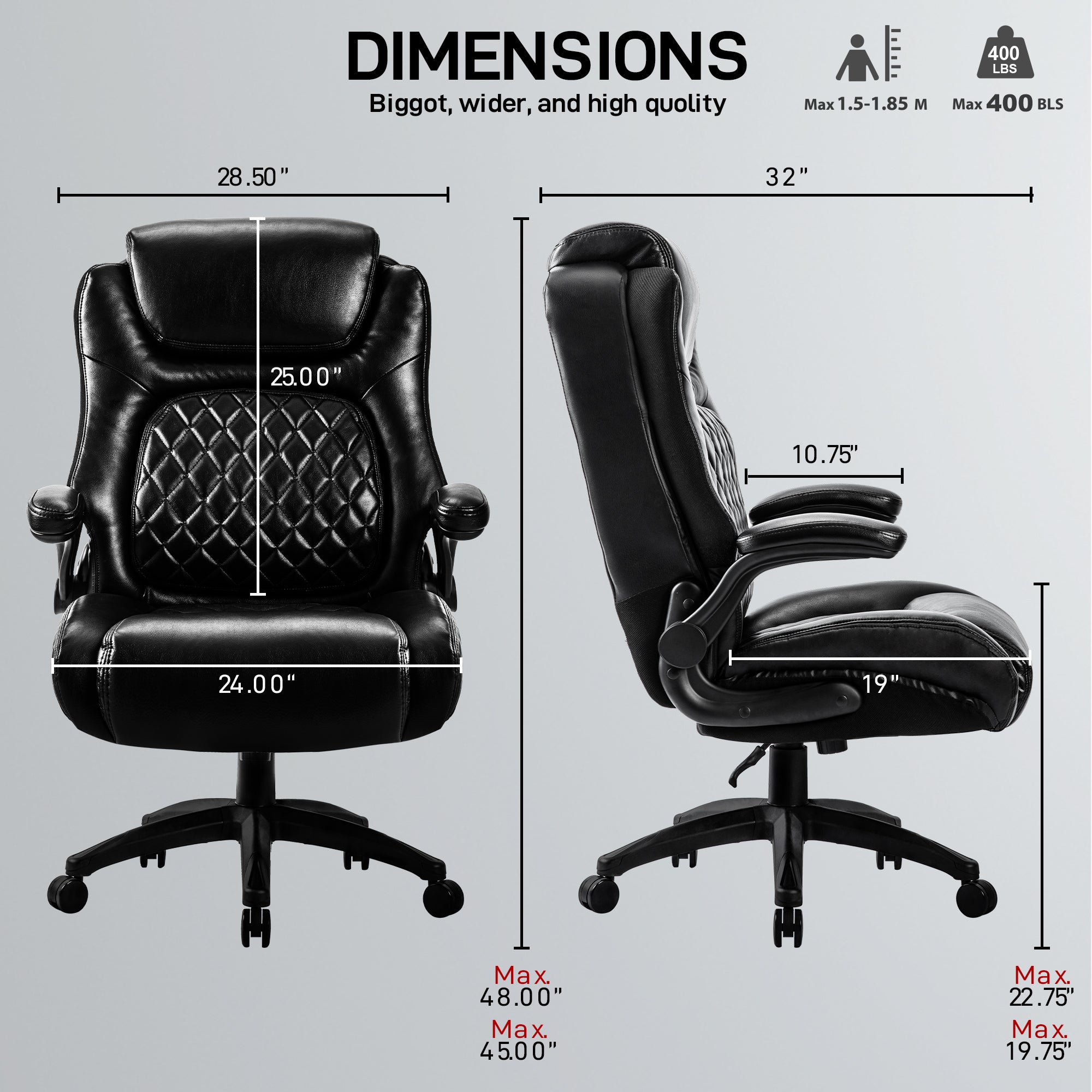 Ergonomic Leather Black Office Chair