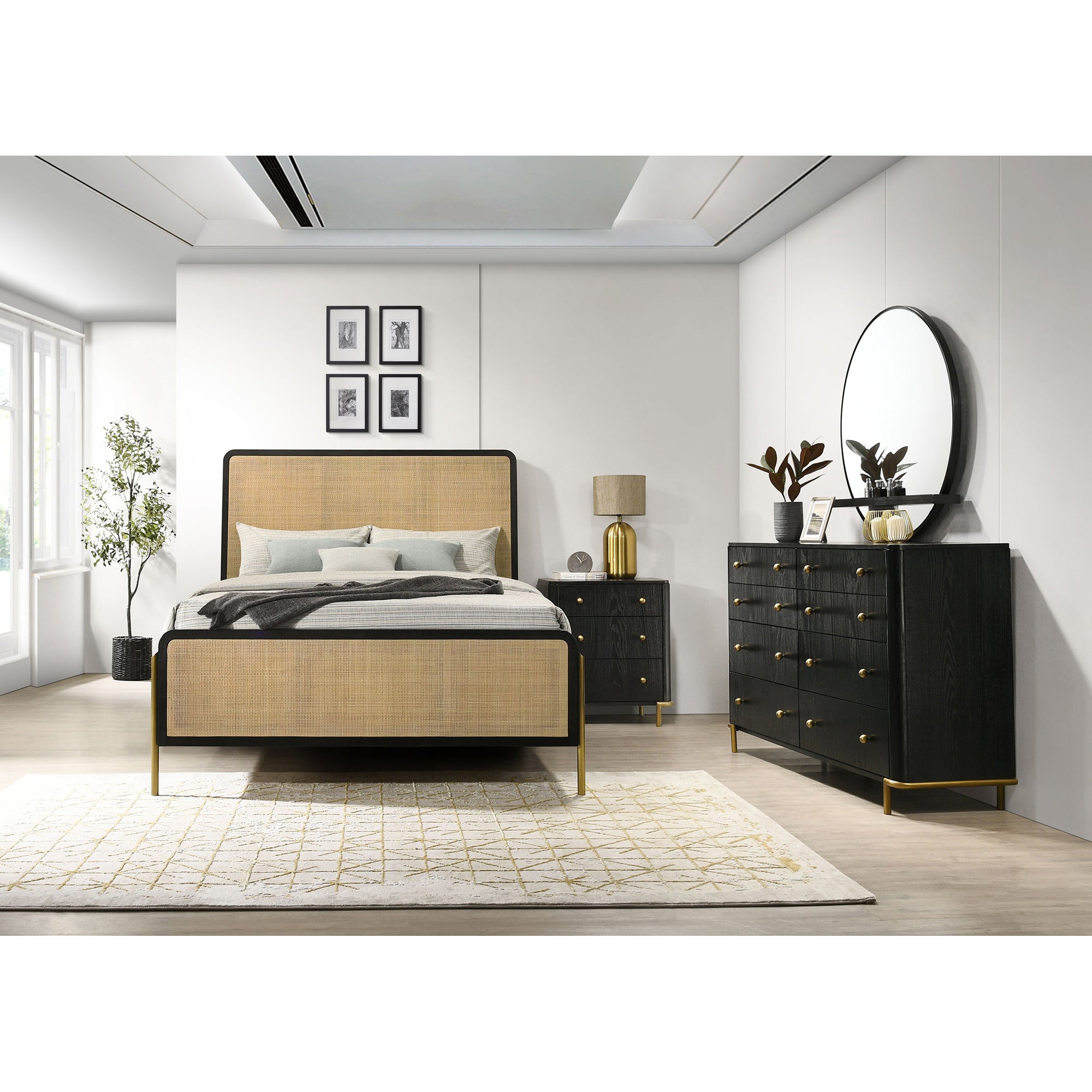 Anser Black & Natural 4-Piece Queen Bedroom Set