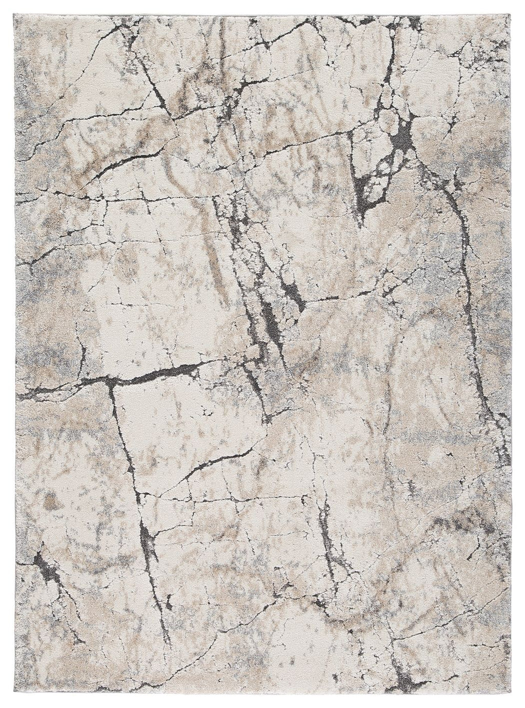 Wyscott rug in gray with abstract marble crack pattern, rectangular flatweave
