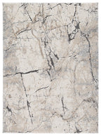 Wyscott rug in gray with abstract marble crack pattern, rectangular flatweave