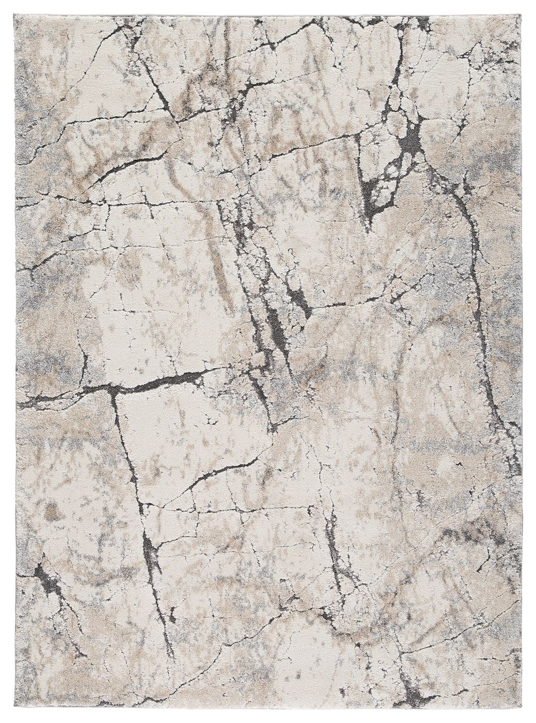 Wyscott rug in gray with abstract marble crack pattern, rectangular flatweave