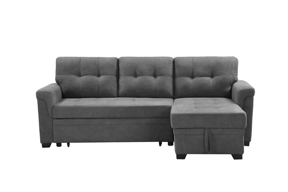 Lucca - Fabric Reversible Sectional Sleeper Sofa Chaise With Storage - Gray