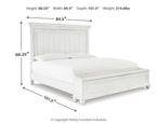 Kanwyn panel bed in white, tall paneled headboard with arched upholstered backrest