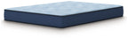 Blue hybrid mattress with quilted top and dark blue base