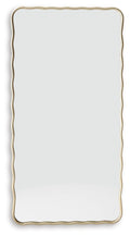 Gold wavy-edged accent mirror with rounded corners, rectangular frame