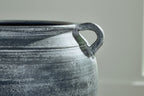 Meadie 9-inch vase, dark blue ceramic handle close-up with textured glaze