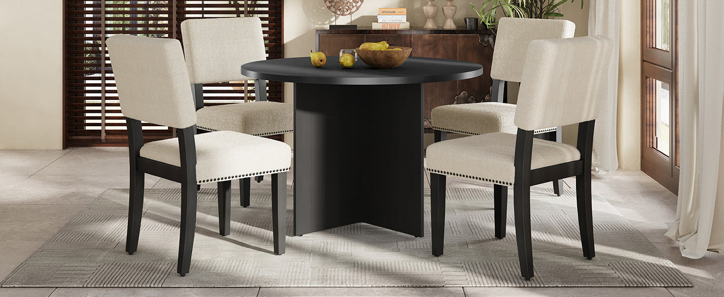 5-Piece Round Dining Set - Black