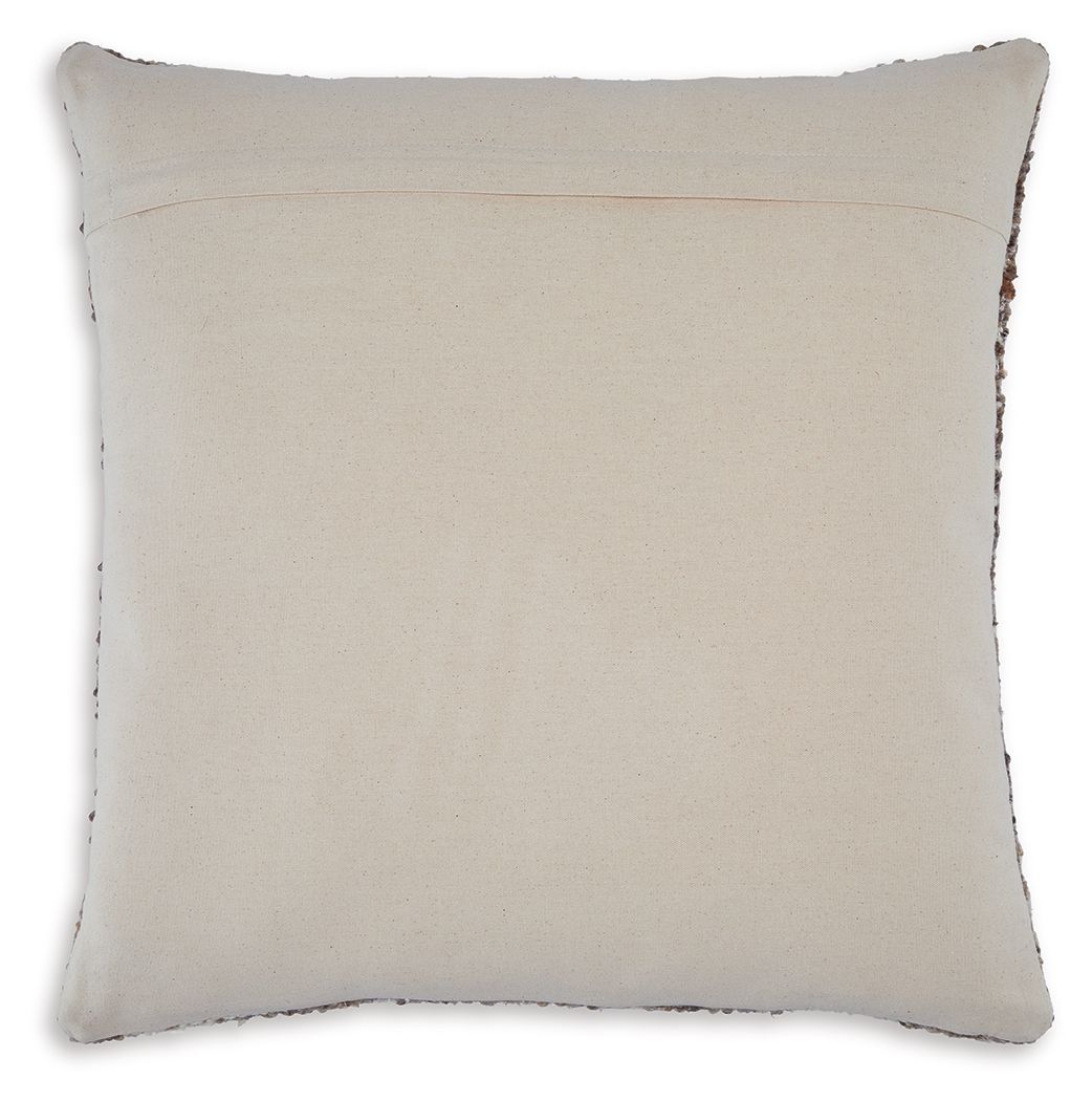 Decorative solid beige pillow, smooth fabric, square with stitched edges