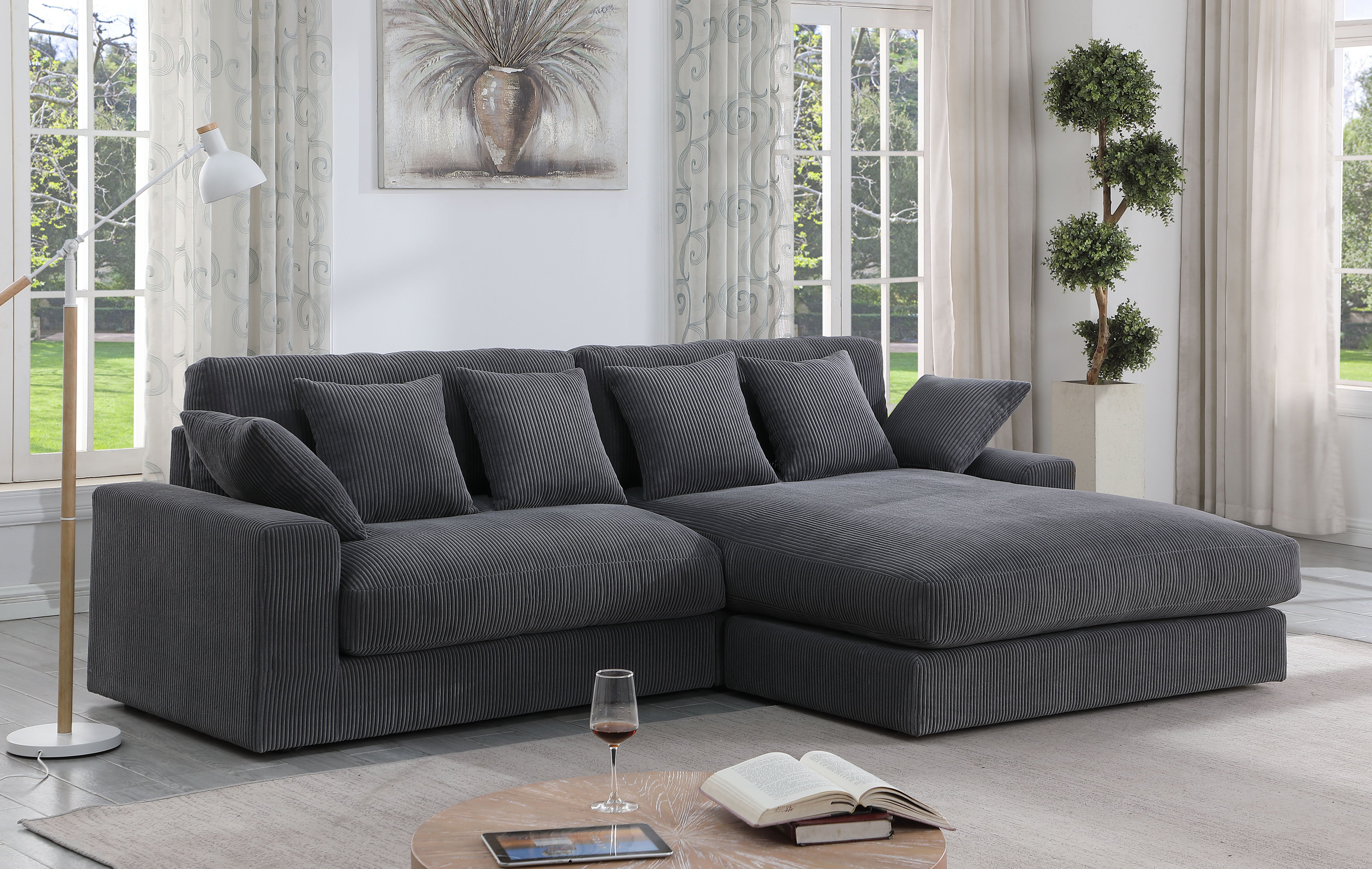 Mystic - Corduroy Reversible Sectional Sofa Chaise