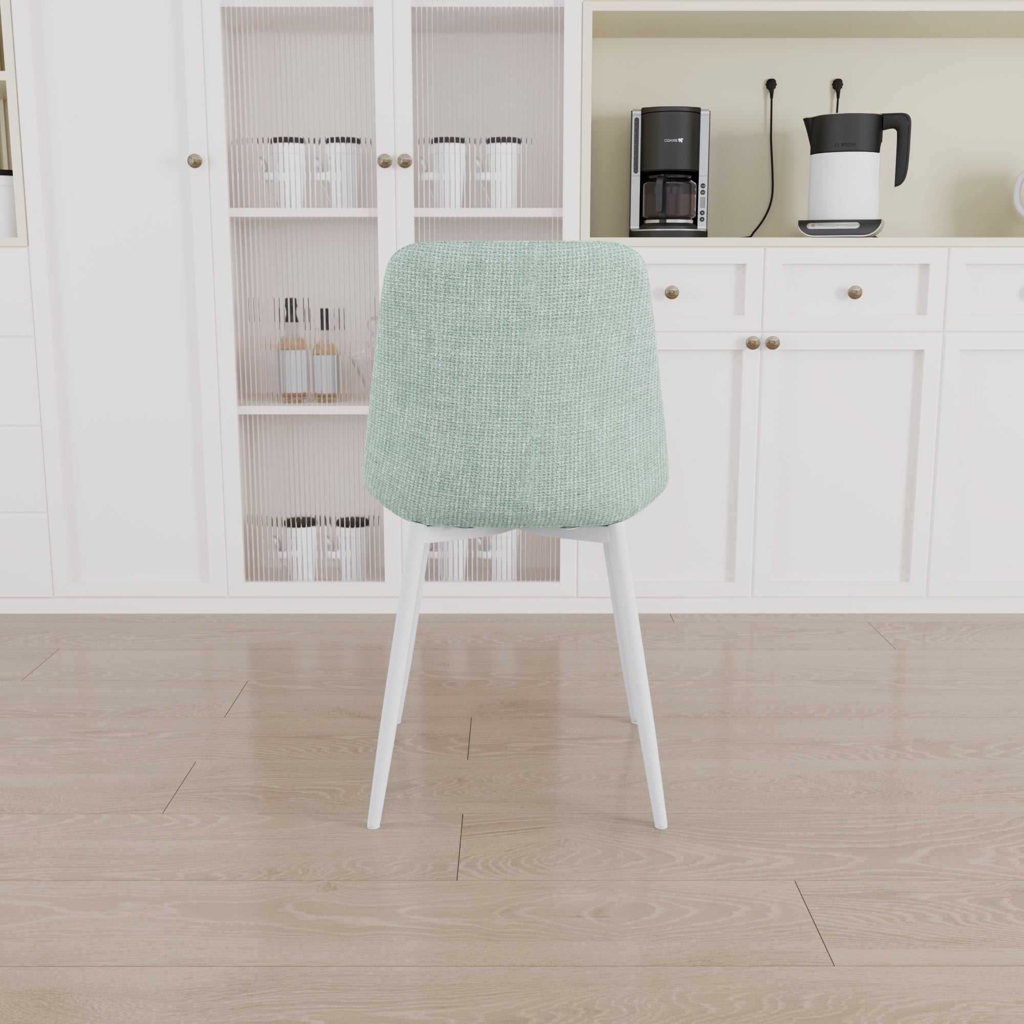 63" MDF Cream Dining Table & 4 Modern Chairs - Kitchen Set
