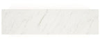 Marble-look tabletop in white with subtle gray veining