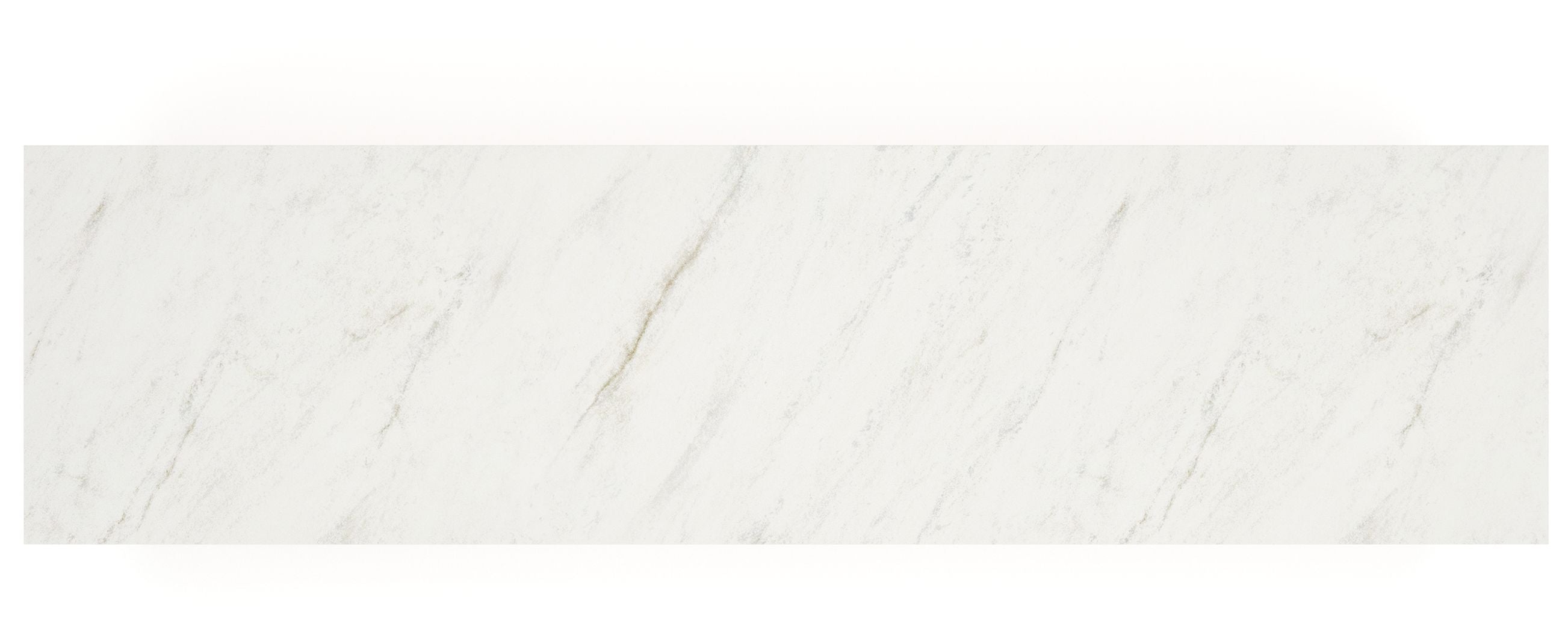 Marble-look tabletop in white with subtle gray veining