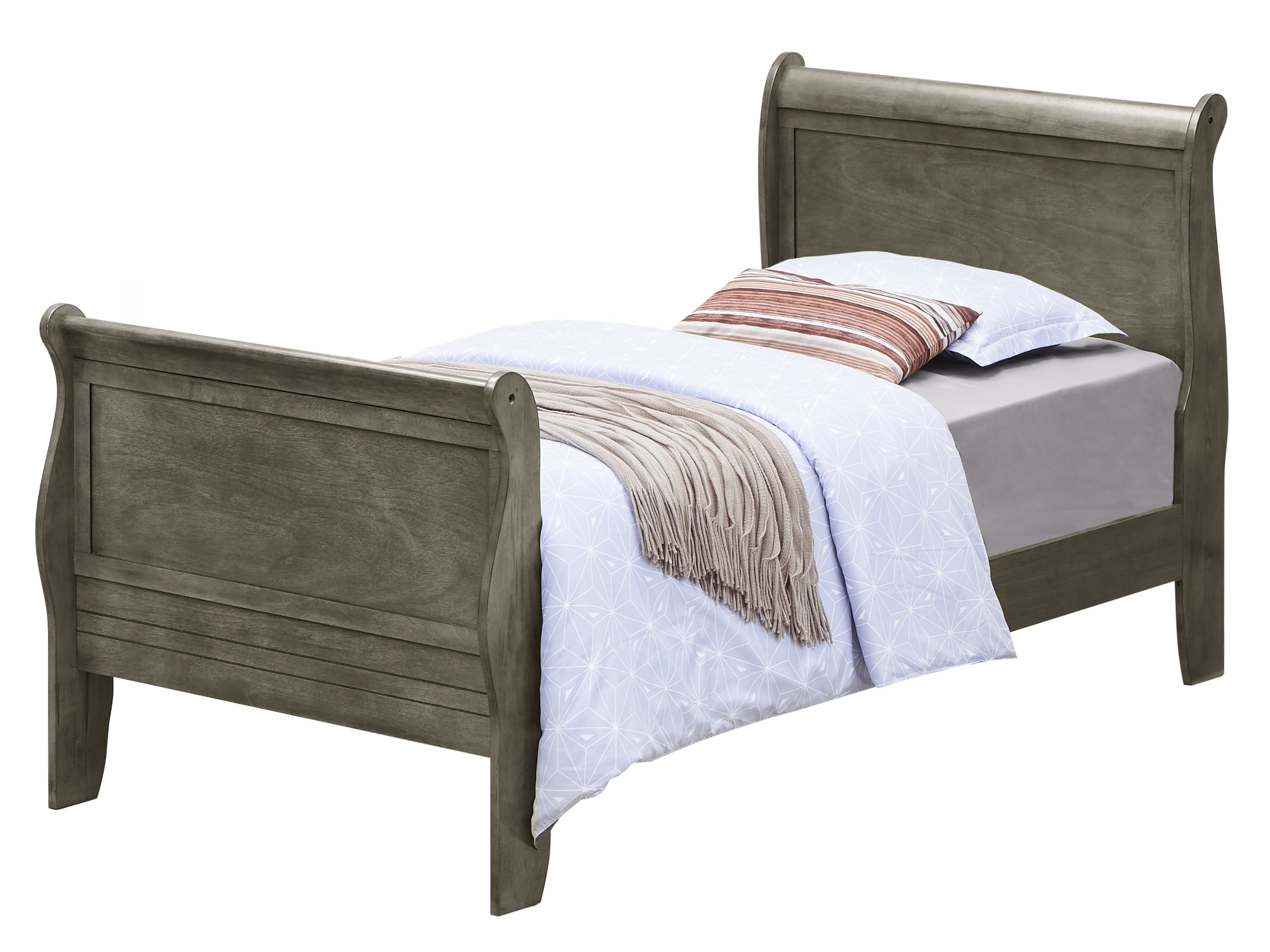 Traditional Gray Twin Bed: Cozy Comfort & Style for Compact Spaces!