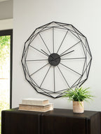 Arkthorne black geometric wall clock with spoked metal frame and central dial with hands