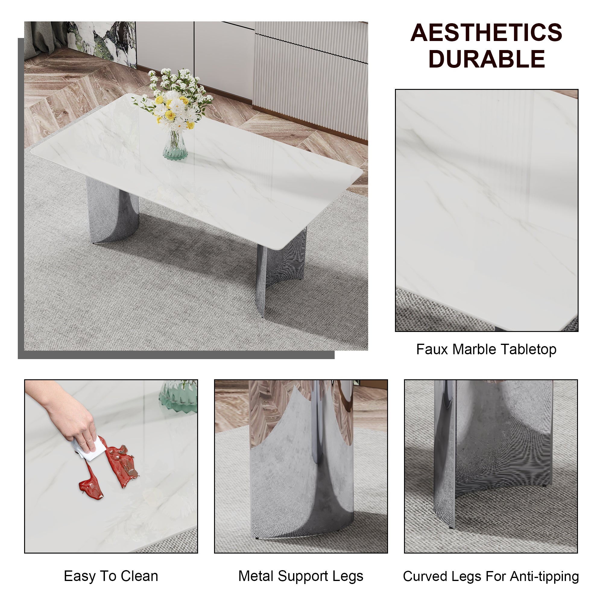 Modern Marble Dining Table & Chairs Set - DT-69