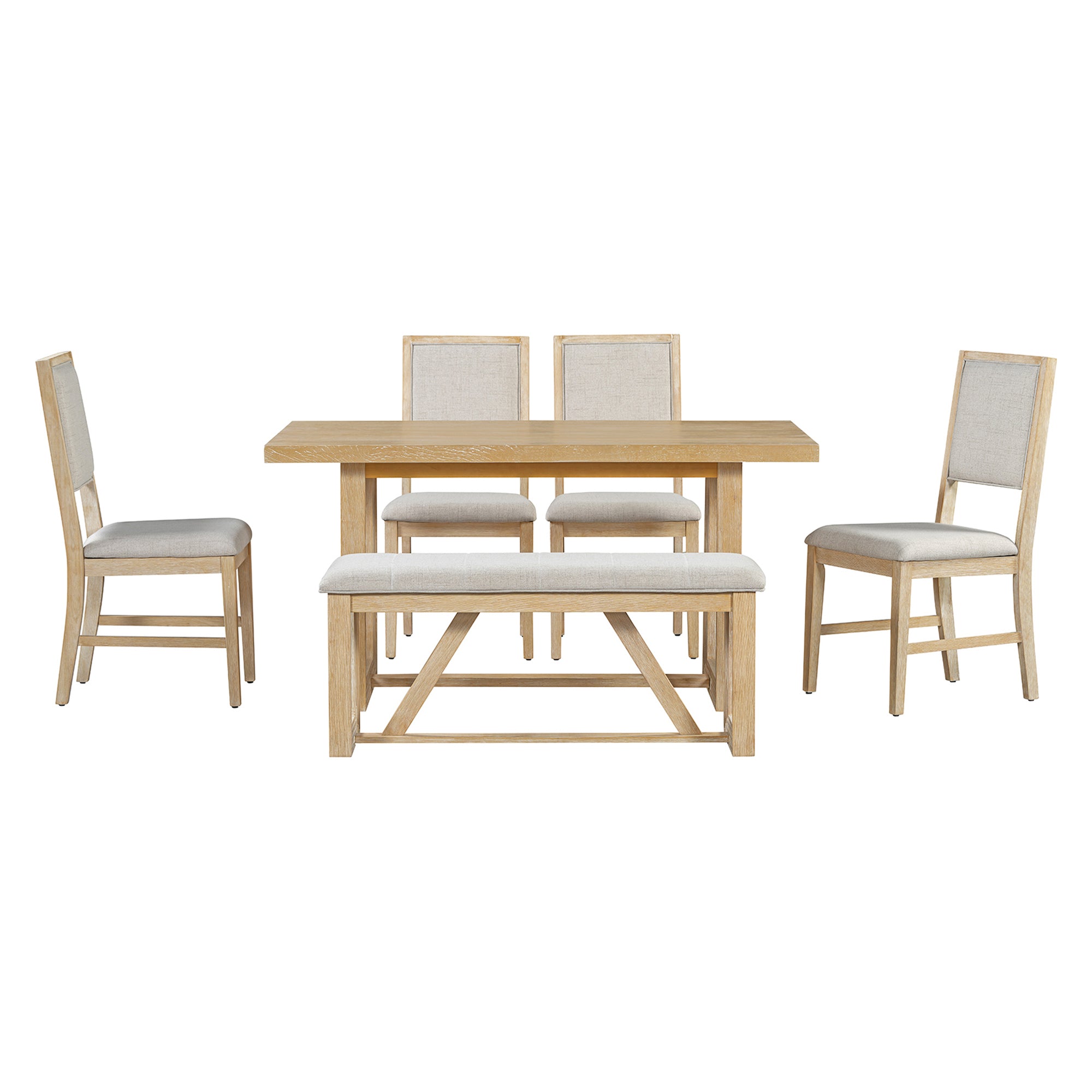 6-Pc Retro Dining Set - Natural