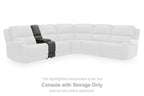 White sectional sofa with a gray storage component on the side