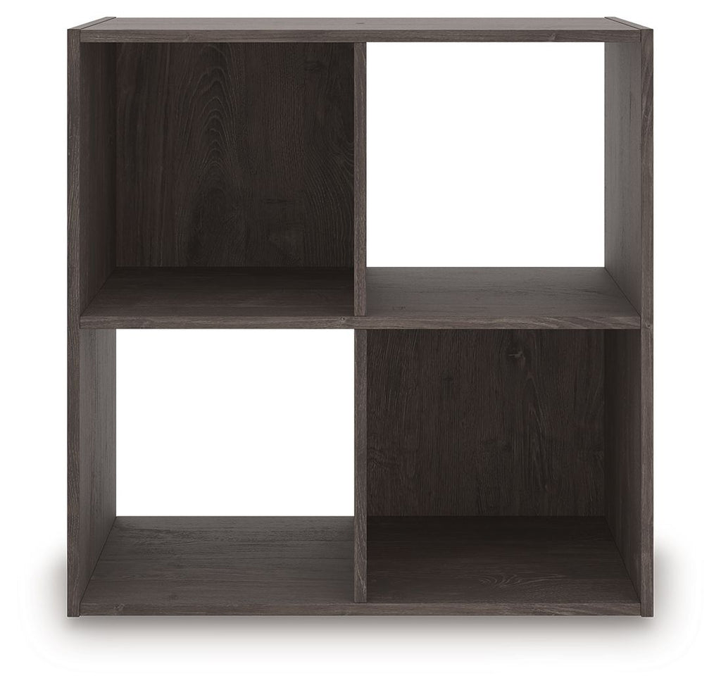 Piperton cube organizer in dark brown wood with 4 open cube compartments.