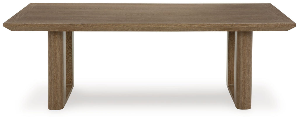 Rectangular cocktail table, dark brown wood-look finish with straight tapered legs