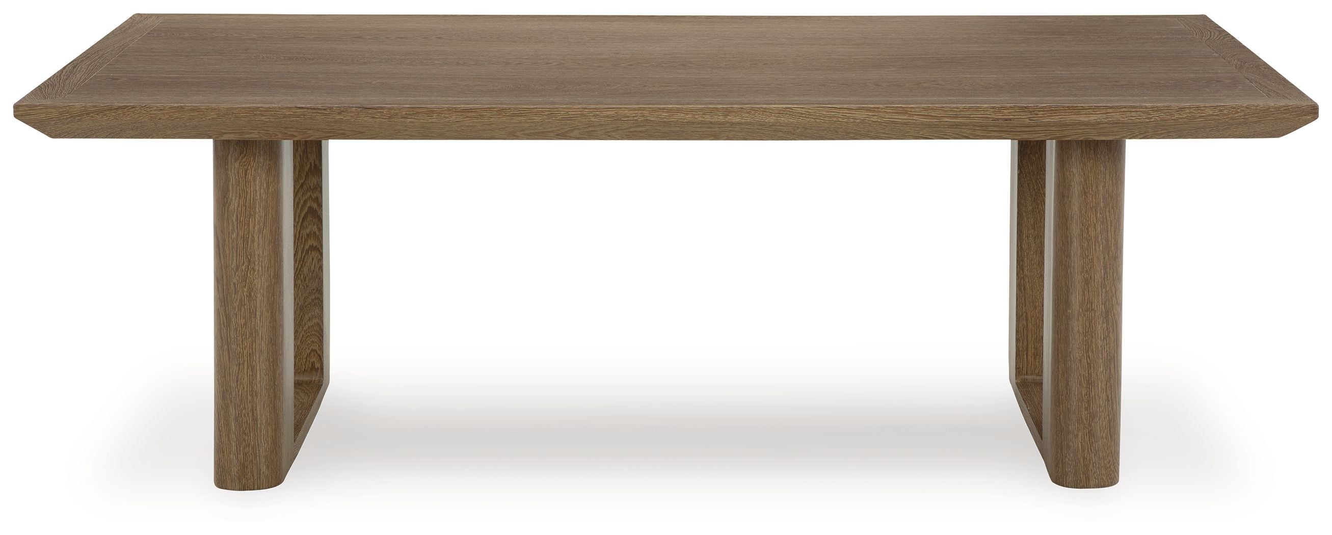 Rectangular cocktail table, dark brown wood-look finish with straight tapered legs