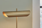 Rowleigh marble desk lamp gold shade underside with vertical gold stem
