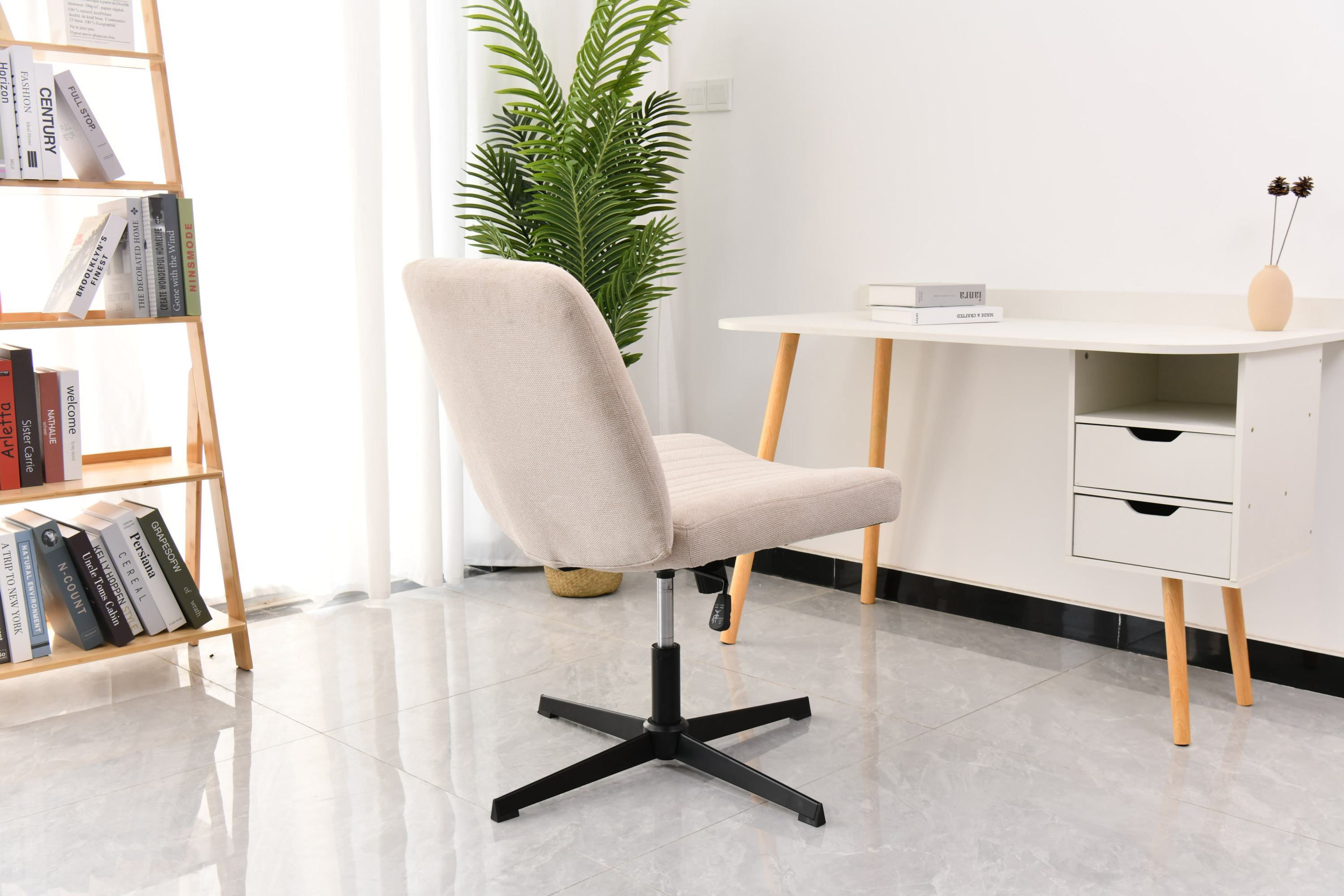 Comfy Fabric Office Chair, Adjustable & Armless