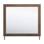 Janfyn bedroom mirror with dark brown wood frame and glass panel
