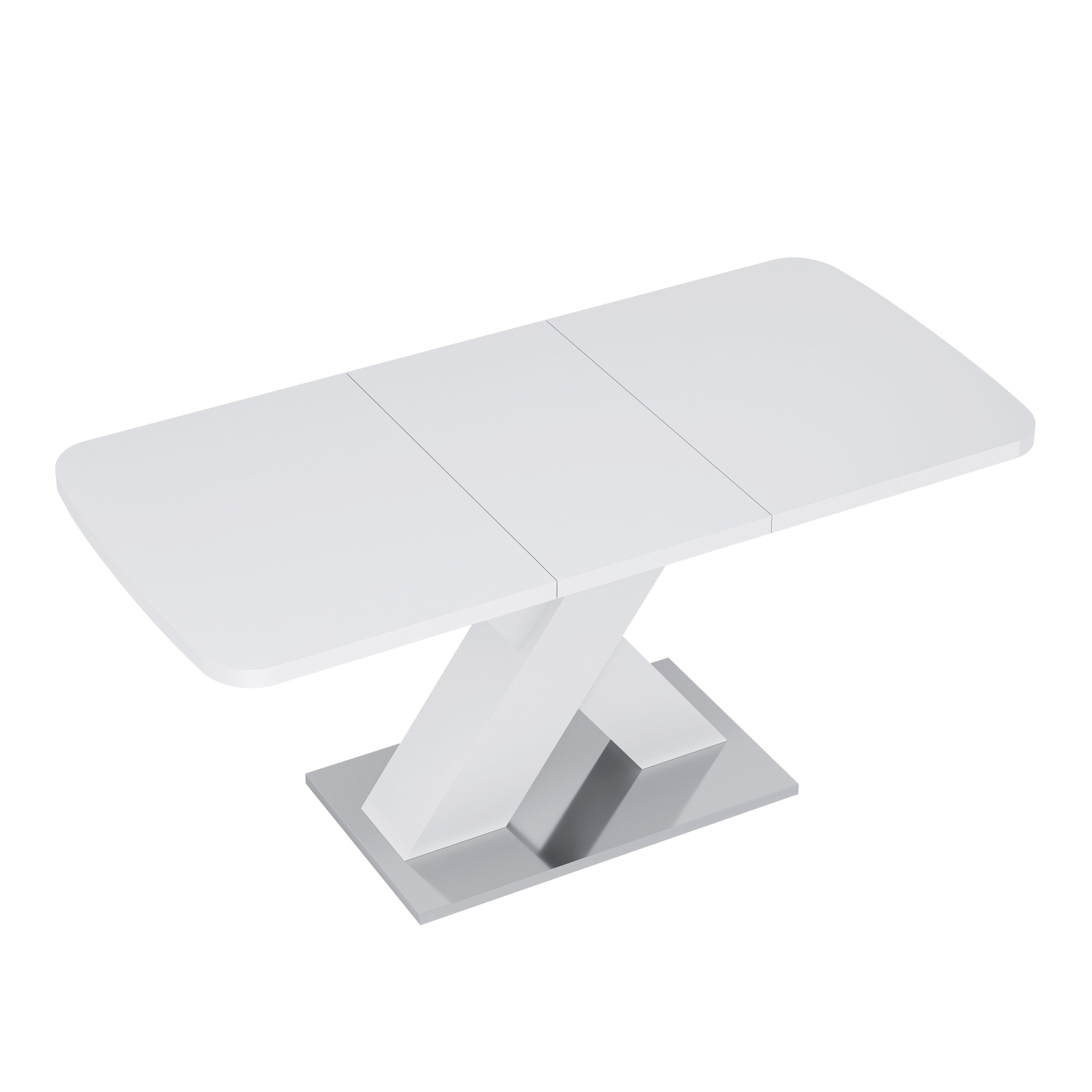 Modern White Square Dining Table - Stretchable