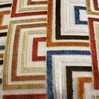 Geometric accent pillow cover with multicolor patterned embroidery