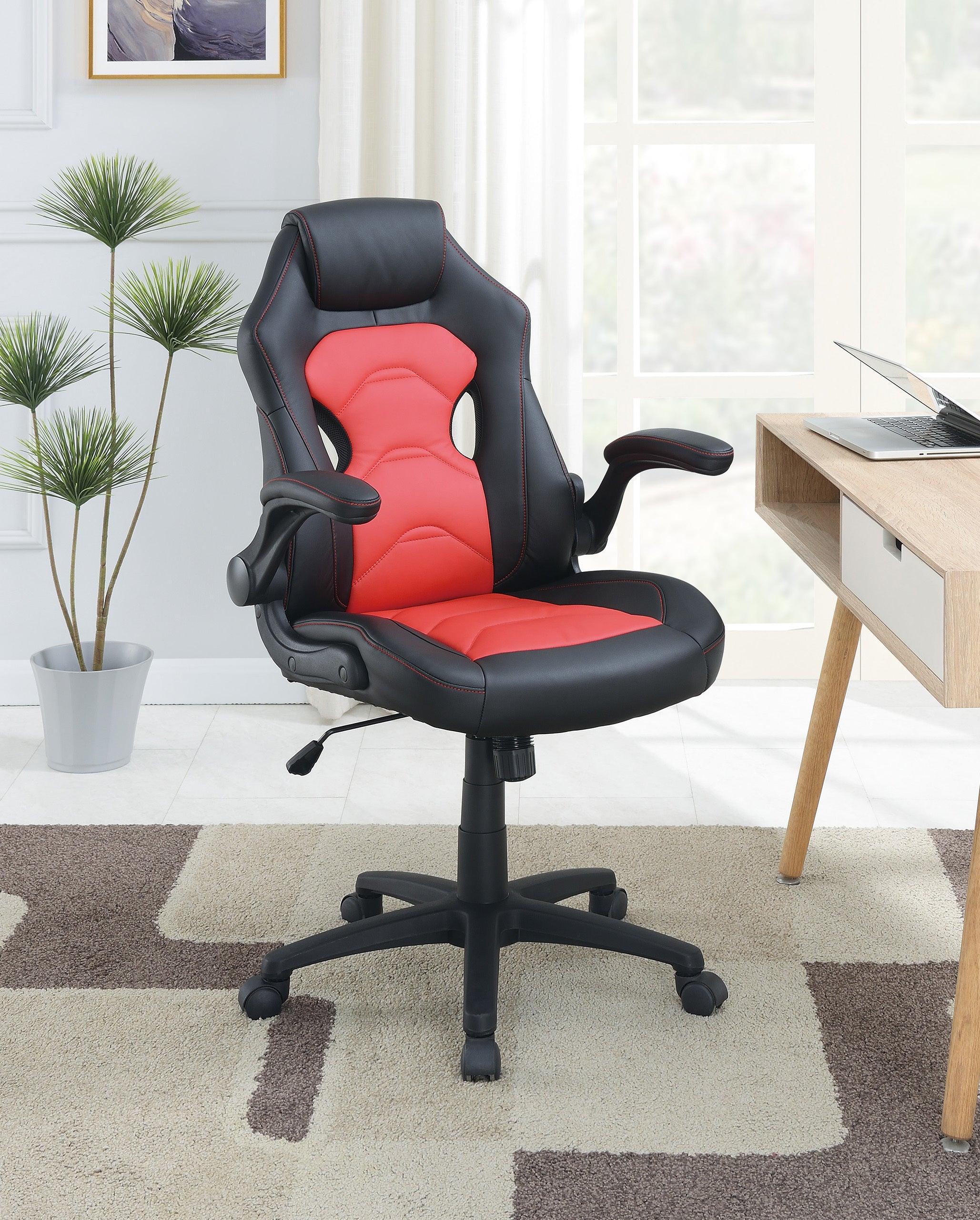 Black and Red Adjustable Swivel Executive Computer Chair