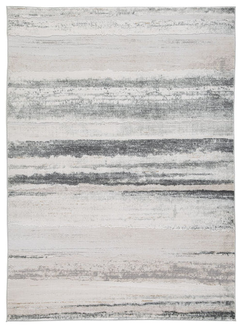 Gray abstract striped area rug with distressed texture